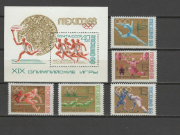 USSR Russia 1968 Olympic Games Mexico, Athletics, Weightlifting, Fencing, Rowing Set Of 5 + S/s MNH - Ete 1968: Mexico