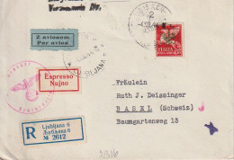 1944, Lettera Raccomandata Per Basilea Con Timbro Di Arrivo - Joegoslavische Bez.: Slovenische Kusten