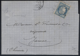 France - Yvert N° 37 Sur LaC Obl. Etoile Pour Jarnac - 10/06/1871 - 1849-1876: Période Classique