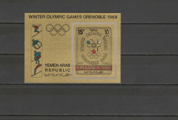 Yemen Arab Republic 1967 Olympic Games Grenoble S/s Imperf. Golden Colour MNH -scarce- - Winter 1968: Grenoble
