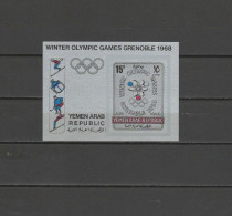 Yemen Arab Republic 1967 Olympic Games Grenoble S/s Imperf. Silver Colour MNH - Invierno 1968: Grenoble