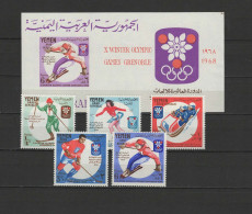 Yemen Arab Republic 1967 Olympic Games Grenoble Set Of 5 + S/s MNH - Invierno 1968: Grenoble