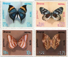 Nepal Butterflies Series 4-Stamp Set1974 MNH - Vlinders