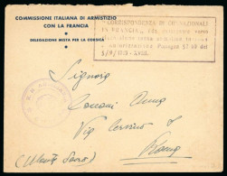 1940 RARA - CORSICA CORSE - OCCUPAZIONE ITALIANA FRANCIA - COMMISSIONE ARMISTIZIA ITALIANA DEL. MISTO PER LA CORSICA - Autres & Non Classés