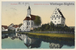Krumbach / Bayern: Stadtpfarrkirche Mit Schloss (Vintage PC 1913) - Krumbach