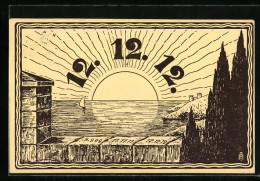 AK Besonderes Datum, 12.12.1912, Sonnenaufgang über Dem Meer  - Astronomía