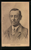 AK Portrait Du Président Woodrow Wilson, Präsident Der USA  - Politische Und Militärische Männer
