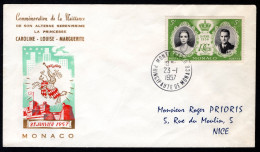 MONACO Yt. 476 Princesse Caroline-Louise-Marguerite 23-01-1957 - Briefe U. Dokumente