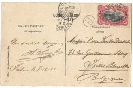!!! CONGO, CPA DE 1911, DÉPART D'IREBU POUR BRUXELLES (BELGIQUE) - Lettres & Documents