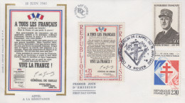 Enveloppe  FDC   1er  Jour   FRANCE   Charles   DE   GAULLE   50éme  Anniversaire  De  L' Appel    ROUEN    1990 - 1990-1999