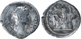 ROME - Denier - HADRIEN - 124 AD - Rome Assise - ARGENT - RIC 164c - 20-018 - Les Antonins (96 à 192)