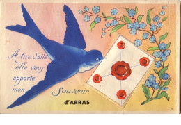 A Tire D'aile Elle Vous Apporte Mon Souvenir D'ARRAS  (Carte à Système) - Hirondelle - Arras