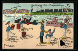 Lithographie Düsseldorf, Ausstellung, Marine Als Holzspielzeug  - Used Stamps