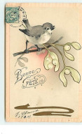 Carte Gaufrée - Bonne Fête - Oiseau Sur Une Branche - Autres & Non Classés