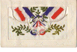 Carte Brodée Avec Rabat - Drapeaux Français - Embroidered
