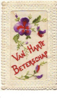 Carte Brodée - Van Harte Betershap - Pensées - Embroidered