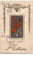 Carte Brodée - Vive Sainte-Catherine - Fleurs - Brodées