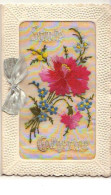 Carte Brodée - Sainte Catherine - Fleurs - Embroidered