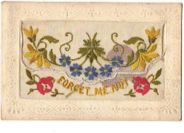 Carte Brodée - Forget Me Not - Fleurs - Embroidered