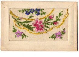 Carte Brodée - Fleurs - Embroidered