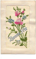 Carte Brodée - Bonne Fête - Rose - Bestickt