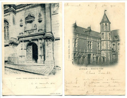 LOT 2 PIONNIÈRES Voyagé 1902 * AUMALE Portail Méridional Dit De Jean Gayon & Hôtel De Ville - Aumale