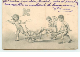 M.M. Vienne  N°123 - Enfants Transportant Des Petits Cochons Dans Une Brouette - Champignon - Wichera - Schweine