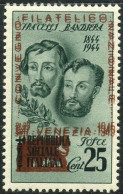 Italie 1945 - Conférence Philatélique De Venise Cent. 25 Avec Double Surimpression - Neufs