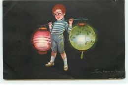 Illustrateur - E. Colombo - Garçon Portant Deux Lampions - Colombo, E.