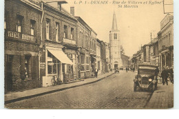DENAIN - Rue De Villars Et Eglise St  Martin - Denain