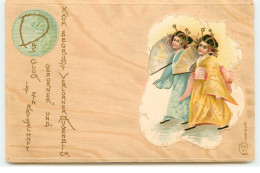 Carte Gaufrée - Deux Jeunes Filles En Kimono - Sonstige & Ohne Zuordnung