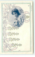 Fantaisie - Art Nouveau - Femme Avec Un Bouquet Dans Un Médaillon - Cliché Reutlinger - Women