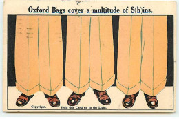 Carte à Système - Hold To Light - Oxford Bags Cover A Multitude Of S(h)ins - Different Legs In Transparency - Dreh- Und Zugkarten