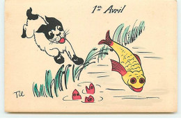 1er Avril - Til - Chat Courrant Après Un Poisson Sautant Dans L'eau - 1 De April (pescado De Abril)
