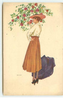 Bianchi - Jeune Femme Sentant Des Roses, Une Ombrelle à Côté D'elle - Other & Unclassified