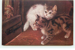 Animaux - Chat - Chats Ayant Peur D'une Poule - Catland Série I - Raphael Tuck Oilette - Cats
