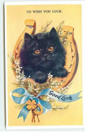 Animaux - Chat - To Wish You Luck - Chat Noir Au Milieu D'un Fer à Cheval - Cats