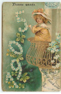 Nouvel An - Carte Gaufrée - Clapsaddle - Bonne Année 1905 - Fillette Sur Un Balcon - New Year
