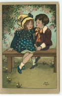 Florence Hardy - Jeune Couple S'embrassant Assis Sur Un Banc - Hardy, Florence