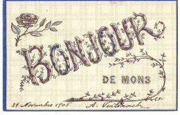 Belgique - Bonjour De MONS - Carte Avec Paillettes - Mons