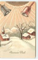 Heureux Noël - Cloches Sonnant Au-dessus D'un Village Enneigé - Other & Unclassified