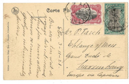 !!! CONGO,CPA DE 1921 AU DÉPART D'ELISABETHVILLE POUR LUXEMBOURG PAR CAPE TOWN - Storia Postale