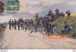 CPA  Guerre 14   Chasseurs Cycliste  La  Halte - Guerre 1914-18