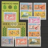 Yemen Kingdom 1968 Olympic Games Mexico, Fencing, Athletics Etc. Set Of 10 + 2 S/s MNH - Estate 1968: Messico