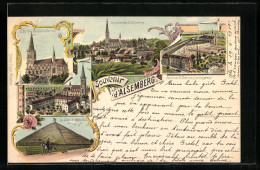 Lithographie Alsemberg, L`Église De Notre Dame, Le Lion De Waterloo, Pensionnat St. Victor  - Other & Unclassified