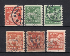 ZWEDEN Yvert 122/124° Gestempeld 1920-1924 - Oblitérés