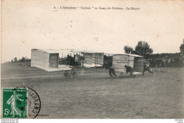 C P A  -  TH  - AVION -  Aéroplane   FARMAN  Au Camp De  Chalons Le Départ - ....-1914: Precursors