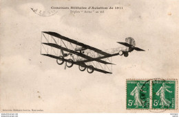 C P A  -  TH  - AVION -  Concours Militaire  D'aviation  De 1911  - Triplan Astra  Au Vol - ....-1914: Precursores