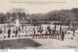 CPA  08  GIVET -  Concours  De Gymnastique  Du 14-15 Aout 1910 Salut Et Presentation Des Drapeaux   Tres Bon état - Givet