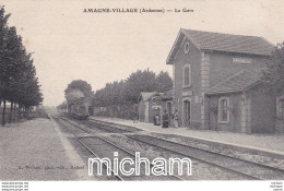 CPA 08 Amagne Village  La Gare  Avec Train - Sonstige & Ohne Zuordnung